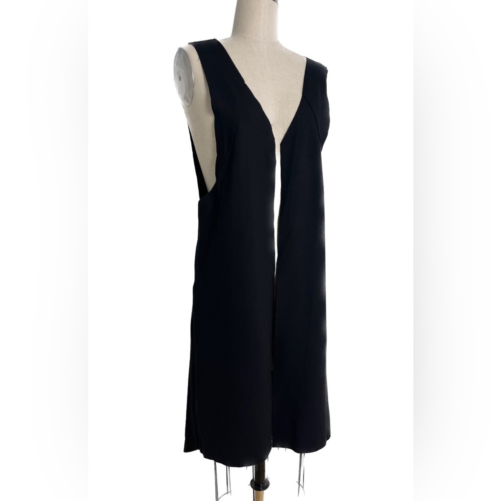 Maryley | Made in Italy Black Stretch Coat Open Vest Ladies Office Sz M-L